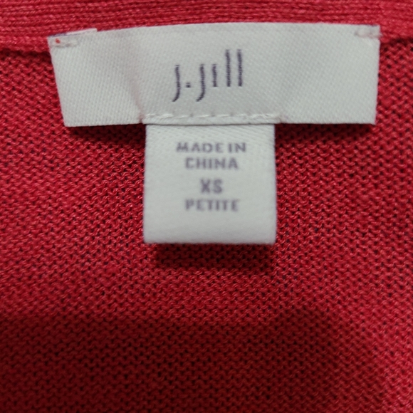 (508) J.Jill Woman's Open Sweater, Size: XS Petite Color: Red - Picture 13 of 16
